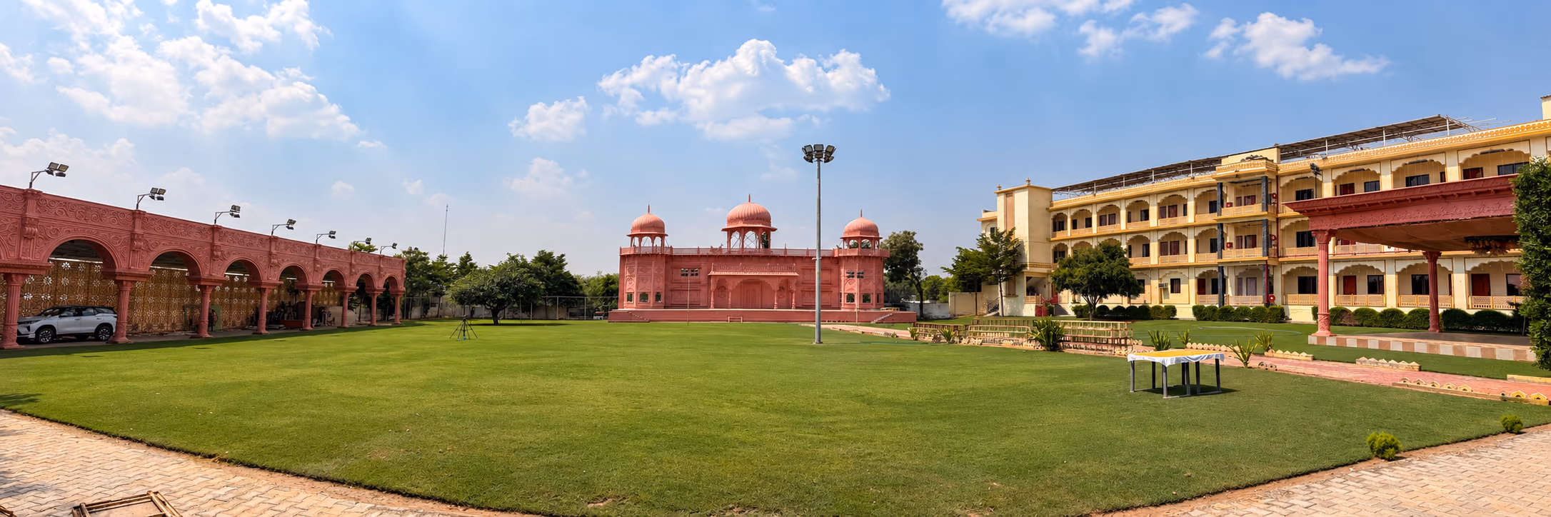 Marriage garden with the stage and guest wing